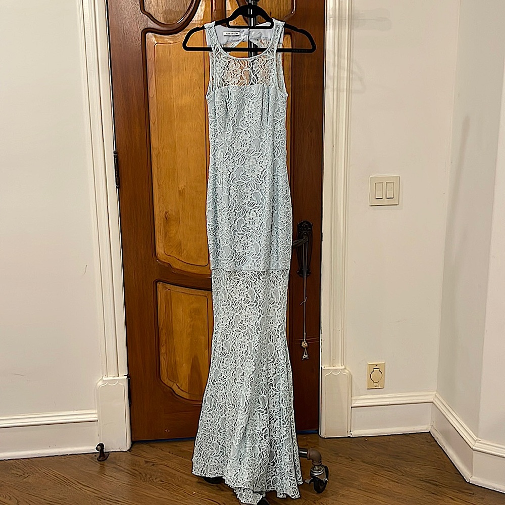 flavio castellani light blue lace gown